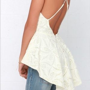 Lulus peplum cream lace top. New without tags.